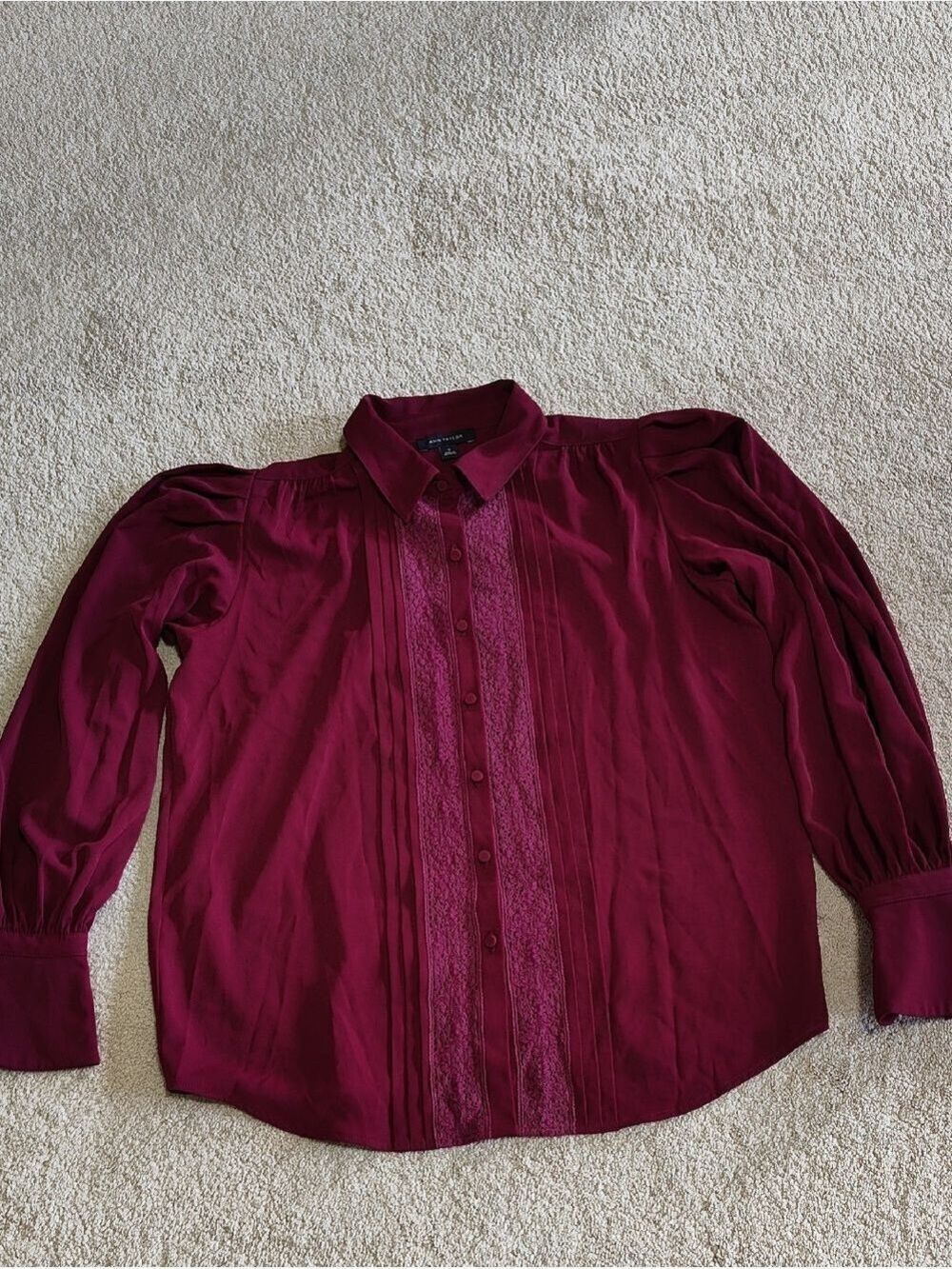 Ann Taylor Deep Wine Button-Up Blouse